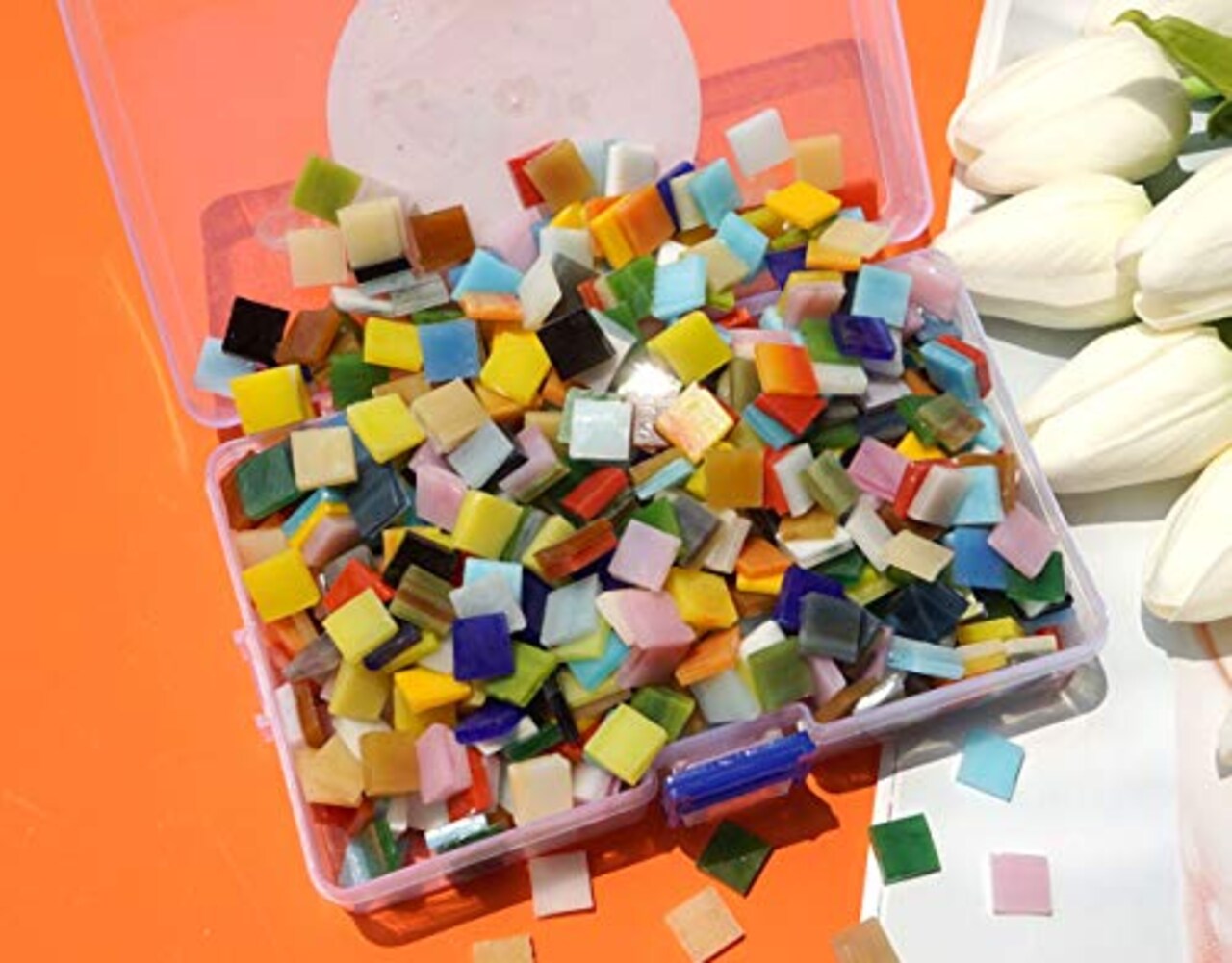 800 Pieces Mosaic Tiles Stained Glass - Assorted Colors for Art Craft and Home Decorations - 500g/1.1lb